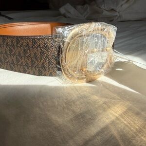 Michael Kors Brown Belt with Gold Buckle